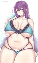 1girls bikini chubby chubby_female fate_(series) female female_only hourglass_figure noiretox scathach_(fate) sitting solo solo_female voluptuous