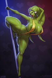 2026 2d 2d_(artwork) 2d_artwork alien alien_girl alien_humanoid areola areola_slip artist_logo artist_name artist_signature barretxiii big_areola big_breasts big_lips bikini breasts butt butt_from_the_front clothing collarbone digital_drawing_(artwork) digital_media_(artwork) eyebrows eyelashes feet female female_humanoid genitals glistening glistening_body glistening_breasts glistening_skin gold_bikini gold_swimwear golden_week green_areola green_body green_skin huge_breasts humanoid lekku_(anatomy) lips nipple_outline no_ai not_furry one-piece_swimsuit oola pinup pole pussy_floss sling_bikini solo star_wars stripper_pole swimwear thick_lips thick_thighs twi'lek two-piece_swimsuit vulva watermark wide_hips