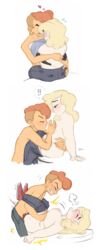 1boy 1girls artist_request blonde_hair breasts cartoon_network female human lars_barriga male orange_hair penis sadie_miller sex steven_universe straight sucking_nipples wholesome