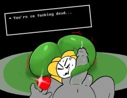 trist10 flowey_the_flower flowey_with_nothing_else_but_a_massive_ass soul_(undertale) big_ass hyper hyper_ass jerking vines vine_tentacles tentacle_masturbation annoyed manipulation magic_bondage fangs shiny_ass shiny_skin