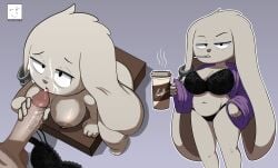 1boy 1girl 1girls animal_ears animal_nose anthro artist_name bags_under_eyes barefoot black_bra black_eyes black_panties body_fur bra breasts bunny_girl canela_(inkershike) cigarette cleavage closed_mouth clothing coffee_cup completely_nude cronofogo cum cum_in_mouth cum_on_breasts cum_on_hair cum_on_tongue cup disembodied_penis disposable_cup drink drinking drinking_straw earrings ears_down erection facial fellatio female from_above furry furry_female furry_with_non-furry genitals gradient_background grey_background grey_fur groin half-closed_eyes hand_up handjob hetero holding holding_cup holding_drink inkershike interspecies jewelry jitome lace lace-trimmed_bra lace_trim large_breasts large_penis leaning_forward licking licking_penis lingerie long_sleeves looking_at_viewer looking_up male mammal mature_female multiple_views navel nipples nude open_clothes open_jacket open_mouth open_shirt oral panties penis purple_background purple_robe rabbit_ears rabbit_girl raised_eyebrows shiny_skin shirt simple_background skindentation smoking snout solo_focus standing steam stomach string_panties testicles thick_thighs thighs tongue tongue_out tunicorp two-tone_fur underwear underwear_only unworn_bra veins veiny_penis white_fur white_outline wide_hips wide_sleeves yellow_fur