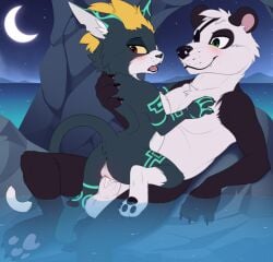 1boy 1girls 2022 3_toes alternate_species anthro anthro_on_anthro anthro_penetrated anthro_penetrating anthro_penetrating_anthro anus arm_markings balls bear biped black_body black_ears black_eye_patch black_eyewear black_fur black_markings black_nose black_pawpads black_tail blush blush_lines bodily_fluids claws cowgirl_position crescent_moon cum cum_from_vagina cum_in_vagina cum_inside digital_media_(artwork) digitigrade dipstick_tail domestic_cat duo ear_markings ejaculation eye_patch eyewear facial_markings fangs feet felid feline felis female female_anthro female_on_top female_penetrated finger_claws from_front_position fur furrification genital_fluids genitals giant_panda green_eyes green_markings hair hand_behind_head hand_markings hand_on_chest head_markings inner_ear_fluff interspecies larger_male leg_markings looking_at_another looking_at_partner looking_back lying male male/female male_anthro male_on_bottom male_penetrating male_penetrating_female mammal markings mask_(marking) meraence midna moon multicolored_body multicolored_fur multicolored_tail night nintendo nude nude_anthro nude_female nude_male on_back on_bottom on_top open_mouth orange_hair partially_submerged pawpads penetration penile penile_penetration penis penis_in_vagina pink_inner_ear pink_vulva red_blush red_eyes rock round_ears seaside sex size_difference sky smaller_female smaller_penetrated snout star starry_sky stiban_(character) tail tail_markings teeth the_legend_of_zelda toe_claws toes tongue tuft twilight_princess two_tone_body two_tone_fur two_tone_tail vaginal vaginal_penetration vulva water white_balls white_body white_fur white_hair white_inner_ear white_inner_ear_fluff white_penis white_tail white_tail_tip yellow_sclera