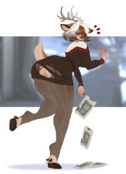 anthro antlers big_breasts big_penis breasts brown_body brown_fur brown_hair cervine deer deer_antlers erection female fur genitals hair horn humanoid_genitalia humanoid_penis intersex intersex_(lore) long_hair mammal markings multicolored_hair nipples penis pink_nipples solo spots spotted_body spotted_fur startrek tan_body tan_fur thea_(theabunn) trans_(lore) trans_woman_(lore) white_body white_fur white_hair
