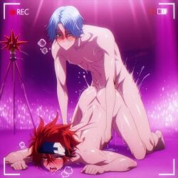 ahegao ai_generated anal ass_focus comfyui cum_drip drooling from_behind gay intense_sex langa_hasegawa male male/male male_only muscular muscular_male oiled reki_kyan shiny_skin sk8_the_infinity stable_diffusion sweat tongue_out