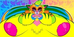 ambiguous_gender anthro belly big_breasts big_butt big_nipples blobby bodily_fluids breasts butt canid canine canis coyote double_chin dragon_smoking_weed drooling facial_hair fat_arms fat_belly forked_tongue gynomorph heart_nose heart_symbol hi_res hypnosis hypnotic_eyes intelligence_loss intersex luckyfractal777 mammal mind_control morbidly_obese nipples obese overweight puffy_nipples saliva solo sparklefur stripes tongue