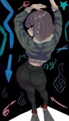 chara clothed huge_ass ass_focus bubble_butt pants solo solo_focus female_only femboy solo_female seductive seductive_look undertale artist_request