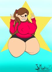 1girls alternate_breast_size big_breasts braces disney disney_channel female female_only gravity_falls hyper_bimbo j.monkey23 mabel_pines solo straight_hair sweater thick_thighs wide_hips