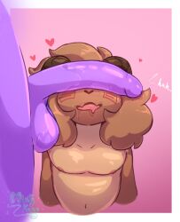 2026 ambiguous_gender anthro balls belly big_penis blush bodily_fluids bovid brown_body brown_fur caprine digital_drawing_(artwork) digital_media_(artwork) drooling duo erection fur genitals goat hair hi_res horn humanoid_genitalia humanoid_penis male male/ambiguous mammal minty_kane nipples nude penis ramsie_(minty_kane) saliva simple_background slightly_chubby text these_aren't_my_glasses