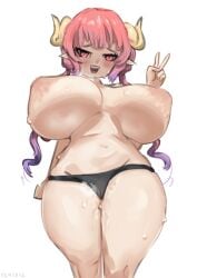 124 kobayashi-san_chi_no_maidragon miss_kobayashi's_dragon_maid ilulu ilulu_(maidragon) ilulu_(dragon_maid) 1girls big_breasts breasts massive_breasts dragon_girl floating_hair horns huge_breasts inverted_nipples looking_at_viewer from_below oppai pink_hair pointy_ears pussy pussy_juice pussy_juice_drip shortstack slit_pupils solo solo_female steam sweat sweatdrop sweating sweaty sweaty_body sweaty_breasts thick_thighs wide_hips white_background simple_background dragon dragon_horns female female_only genital_fluids huge_areolae nipples cameltoe wet wet_pussy voluptuous voluptuous_female curvy curvy_female curvy_figure curvaceous breasts_bigger_than_head ass big_ass peace_sign horny_female panting thong black_thong