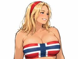 ai_generated big_breasts blonde_female blonde_hair oc smile smiling topwear world_cup