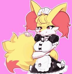 2026 animated anthro axe big_breasts bimboaudino black_body black_fur blush bodily_fluids braixen breasts clothed clothed_anthro clothed_female clothing crowbar female female_only fluffy fluffy_tail fur generation_6_pokemon maid_uniform multicolored_body multicolored_fur nintendo pokemon pokemon_(species) red_body red_eyes red_fur sex_toy solo stick sweat tail tools uniform vibrator wand_vibrator wide_hips yellow_body yellow_fur
