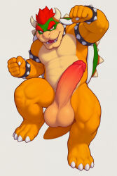 1boys absurd_res ai_generated anthro balls biceps big_balls big_penis bowser bracelet bracelet_biceps collar erection eyebrows furry furry_male furry_only genitals hair hi_res horns huge_balls huge_penis humanoid_genitalia humanoid_penis jewelry koopa looking_at_viewer male male_only mario_(series) nintendo nude nude_male open_mouth penis red_eyes red_hair reptile scalie sharp_teeth shell simple_background slightly_chubby smile solo solo_focus solo_male spiked_collar spikes tail tan_body teeth thick_eyebrows yellow_body