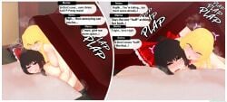 3d 3d_(artwork) bow_only disinterested english english_commentary english_dialogue english_text futanari koikashura kotatsu marisa_kirisame nude plap plapping prone_bone reimu_hakurei sleepy tagme touhou uncensored uncircumcised under_kotatsu under_the_covers