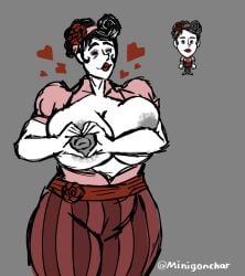 1girls areolae big_belly black_hair boobs_out chubby chubby_female don't_starve_(series) don't_starve_together female female_only gray_nipples heart heart-shaped_boob_challenge heart_symbol huge_ass huge_breasts lipstick milf minigonchar mommy_milkers nipples no_background red_lipstick rose rose_(flower) short_hair smilling solo solo_female strong_female strong_woman thick_thighs white_skin winona_(don't_starve_together)