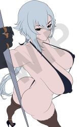 above_view arceus_arts arlecchino_(genshin_impact) ass ass_bigger_than_head asscheeks big_breasts black_eyes bulging_nipples fat_ass female female_only fingers focus foreshortening from_above from_behind genshin_impact gigantic_ass gigantic_breasts hair_between_eyes heels high_heels huge_breasts hyper_breasts legs legs_apart legs_spread long_hair looking_at_viewer looking_up low_ponytail massive_ass massive_breasts milf nipple_bulge, perspective pole_between_ass pole_dancer pole_dancing ponytail ring sling_bikini slingshot_bikini slingshot_swimsuit standing stockings thicc thicc_thighs thick_ass thick_thighs tight_clothing white_background white_hair