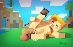 1boy 1boy1girl 1girls alex_(minecraft) boots breasts cubic_breasts cum cum_in_pussy cum_inside disembodied_penis ejaculation female floating_penis green_eyes hexanne laying laying_down laying_on_ground laying_on_side leg_lift lifting_leg male minecraft orange_hair penis pussy shoes square_body straight straight_sex text vaginal_penetration vaginal_sex