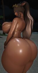 1girls 3d ass_crack ass_focus ass_freckles barbell_piercing belly belly_piercing big_breasts bikini bikini_bottom bimbo_lips blue_eyes blurry_background breasts brown_hair bush cat_ears catgirl choker curvy curvy_female curvy_figure fantasy female female_focus female_only final final_fantasy_xiv gpose_(ffxiv) hair_ribbon lewdcattoxiv long_nails looking_at_viewer mature_female miqo'te navel_piercing plump_lips puffy_nipples solo tagme tanlines tanned_female tanned_skin thong thong_bikini tummy waist wide_hips wide_thighs yato yato_(lewdcattoxiv) yato_(oc) bikini_top golden_week golden_bikini gold_bikini gold