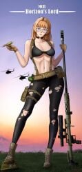 bullet erotic female female_only glasses human humanization humanized jolibond long_hair military_uniform partially_nude sexy sniper sniper_rifle stockings tall_female ukrainian ukrainian_text