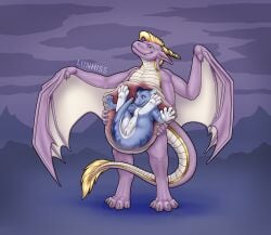 2026 abdominal_bulge anthro anthro_pred anthro_prey artist_name belly big_belly bloated claws digital_drawing_(artwork) digital_media_(artwork) dragon duo female female_prey fully_inside genitals gold_(metal) hair hi_res holding_belly horn horn_jewelry huge_belly inside_stomach internal internal_oral jewelry kiva_(kael) larger_pred lunhiss male male/female male_pred membrane_(anatomy) membranous_wings mythological_creature mythological_scalie mythology oral_vore organs panicked_look scalie shaded size_difference smile soft_vore stomach tail text unwilling_prey vore vulva widescreen wings x-ray_view