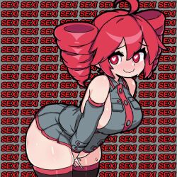 big_breasts clothed_masturbation female female_only goonette_teto_(unepicroachy) heart-shaped_pupils heart_eyes horny horny_female kasane_teto large_ass mochi_(somniserotonin) smiling stockings thick_thighs unepicroachy utau wide_hips