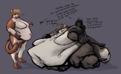 aamina_(silverfang725) anthro belly belly_rub bellyfucking big_belly big_butt breath butt canid canine canis clip_studio_paint_(artwork) deep_navel digital_media_(artwork) dominant dominant_female english_text extreme_size_difference fat_fetish feedee feeder feederism female gain group hi_res humiliation immobile jackal male male/female male/male mammal moobs morbidly_obese navel navelfucking nude obese obese_male overhang overweight overweight_male panting sex silverfang725 size_difference size_queen size_training ssbhm strapon submissive submissive_male teasing text trio weight_gain weights zack_(silverfang725)