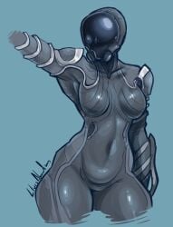1girls 2d 2d_(artwork) breasts female female_only hips lluisabadias mag_(warframe) medium_breasts navel simple_background thick_thighs thighs tummy warframe wide_hips