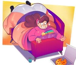 bbw braces crack_the_moon fat gigantic_ass huge_ass huge_thighs mabel_pines massive_ass panties pizza skirt ssbbw thick_thighs