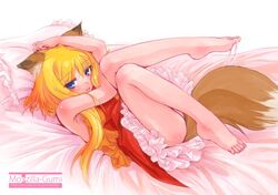 bed blonde_hair female firefox firefox-tan fox_ear lying mascot os-tan piro_(artist) site-tan tail