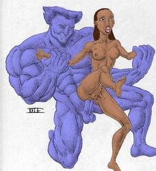 beast_(x-men) blue_fur cecilia_reyes dark-skinned_female dark_skin die female hank_mccoy male marvel penis smooth_skin tagme x-men