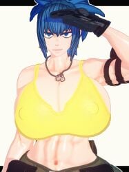 1girls big_breasts blue_eyes blue_hair clothed clothed_female huge_breasts kiminodonuts king_of_fighters leona_heidern light-skinned_female light_skin long_hair looking_at_viewer military nipple_bulge nipples nipples_visible_through_clothing pale-skinned_female pale_skin pants ponytail shirt tank_top thick thick_thighs thighs tight_clothes tight_clothing tight_shirt voluptuous voluptuous_female wide_hips