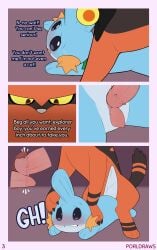 absurd_res big_dom_small_sub blush bodily_fluids comic dialogue dominant duo english_text feral forced generation_3_pokemon generation_7_pokemon genitals hi_res internal male male/male mudkip nintendo noir_(killahbs1) path_(pathwarden) penile_spines penis pokemon pokemon_(species) pokemon_mystery_dungeon porldraws sex size_difference spike_chunsoft sweat text torracat