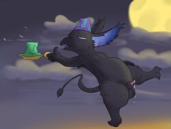 anthro avian balls bodily_fluids candle cum cum_from_penis cum_on_balls deadlock floating genital_fluids genitals glowing glowing_eyes gryphon half-closed_eyes hi_res male moon mythological_avian mythological_creature mythology narrowed_eyes night_cap penis rem_(deadlock) sleepyscion solo tail tail_tuft tuft valve