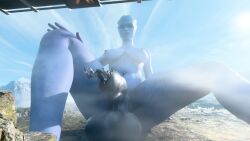 3d asari balls big_balls blue_skin breasts cock_vore futa futa_focus futa_giantess futa_only futanari giantess huge_balls huge_cock macro mass_effect nude nude_futa peebee penis simsalabime testicles urethral_insertion