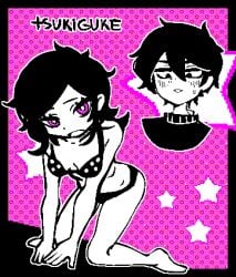 1boy 1girls 2d all_fours andrew_graves ashley_graves black_hair bra brother_and_sister female female_focus incest male panties pink_eyes polka_dot polka_dot_bra siblings sweat the_coffin_of_andy_and_leyley tsukiguke underwear