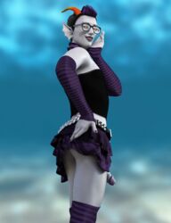 3d 3d_(artwork) arm_warmers crossdressing eridan_ampora homestuck hopefulsquire lifting_skirt male male_only march_eridan penis_out skirt solo_male