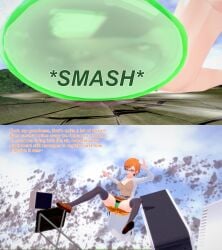 1boy 1girls 3d city condom condom_filling cum destruction earthquake english_text giant_male green_hair huge_cock koikatsu male muscular_male oc orange_hair original original_character penis sigrid_psyze text trapped_in_condom xavier_huge xavierhuge