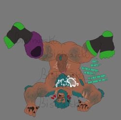 armpit_hair ball_tuft balls beard bismarck6 blue_hair bodily_fluids body_hair body_takeover boxers_(clothing) canid canine chest_hair claws clothed clothing cum dialogue ejaculation english_text erection facial_hair feet finger_claws footwear genital_fluids genitals hair hair_color_change hi_res human humanoid humanoid_genitalia humanoid_penis male male_focus mammal mythological_canine mythological_creature mythology nipples not_furry_focus partially_clothed penile penis possession questionable_consent socks solo solo_focus text toe_claws tuft underwear underwear_down werecanid werecanine werecreature werewolf