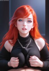 1boy 1boy1girl 1girls ai_generated bangs blue_eyes clothed clothed_female clothed_female_nude_male clothed_sex clothes clothing cum cum_on_clothes detached_sleeves erect_penis erection erection_under_clothes eye_contact eyelashes eyeshadow facing_viewer female female_human front_view hands_on_breasts human human_female human_male indoors jewelry light-skinned_female light_skin lipstick long_hair long_sleeves looking_at_viewer male male/female male_human male_pov male_pubic_hair mascara medium_breasts medium_penis nai_diffusion necklace novelai nude_male nude_male_clothed_female original original_character paizuri paizuri_lead_by_female paizuri_under_clothes pale-skinned_female pale_skin parted_lips patreon_url penis_under_clothes pink_lipstick pov pov_crotch pov_eye_contact pov_male pov_paizuri pressing_breasts_together pujopg realistic realistic_breast_size realistic_proportions red_hair straight sweater teeth titfuck_under_clothes titjob upper_body wavy_hair white-skinned_female white_body white_skin young young_female