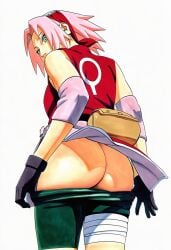 1girls accurate_art_style ai-created ai_art ai_generated ass ass_focus bag bandages bandana bare_ass bare_shoulders big_butt bike_shorts black_gloves breasts cel_shading clothes clothes_lift clothes_pull cowboy_shot elbow_sleeve exposed_ass fanny_packing female female_focus female_only forehead_protector from_behind from_below gloves green_eyes green_shorts headband high_resolution highres konohagakure_symbol large_ass leg_wrap light-skinned_female light_skin line_art looking_at_viewer looking_back looking_down manga_style masashi_kishimoto_style naruto naruto_(series) naruto_shippuden no_panties nopan overskirt pink_hair pinup pouch pouch_(clothing) pulled_by_self red_headband red_shirt sakura_haruno sexy sexy_pose shirt short_hair shorts shorts_pull skirt sleeveless sleeveless_shirt small_breasts solo solo_female solo_focus spats standing tight_clothing tight_shorts upskirt viewed_from_below ㅇㅇ