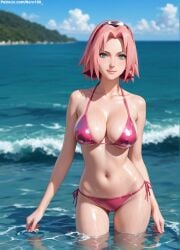 1girls 2d ai_generated akura_haruno areolae armpit bare_arms big_breasts bikini bikini_bottom bikini_top boruto:_naruto_next_generations breasts chest curvy curvy_figure cute cute_face detailed eyelashes eyeshadow female female_only fit fit_female focus hair high_quality large_breasts legs light-skinned_female light_skin lips lipstick looking_at_viewer makeup mascara naruto naruto_(series) naruto_shippuden nero100 outdoors outside pale-skinned_female pale_skin pink_hair posing sakura_haruno seductive seductive_look short_hair stable_diffusion swimsuit swimwear tagme thighs thin_waist
