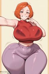 1girls ai ai_generated ass ass_bigger_than_head big_ass big_breasts big_butt big_thighs breasts breasts_bigger_than_head debbie_turnbull female female_focus hips hips_wider_than_shoulders huge_ass huge_breasts huge_butt huge_thighs massive_ass massive_breasts massive_butt massive_thighs orange_hair pants sexy sexy_body short_hair simple_background sleeveless solo_female sweater thick_ass thick_thighs thighs twentyam voluptuous voluptuous_female wide_hips wide_thighs