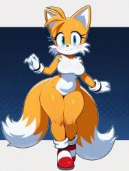 ai_assisted ai_generated big_breasts curvy cute safe safe_for_work sfw sonic_(series) tails_the_fox tailsko