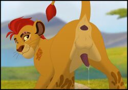 animal_genitalia balls black_border bodily_fluids border disney duo erection felid feral genital_fluids genitals hi_res kaion kion_(the_lion_guard) lion male male/male male_only mammal pantherine penetration penis sex tail the_lion_guard the_lion_king