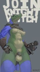 2024 5_fingers 7b7a2f absurd_res anthro armor balls biped breasts chastity_cage chastity_device clothing crocodile crocodilian digital_media_(artwork) english_text fingers gauntlets genitals glistening glistening_balls glistening_genitalia gloves gorget gynomorph gynomorph_anthro handwear heart_symbol hi_res holding_melee_weapon holding_object holding_sword holding_weapon hood intersex intersex_anthro knight legwear low-angle_view melee_weapon metal_chastity_cage mostly_nude mostly_nude_anthro mostly_nude_gynomorph navel nipples reptile scalie shoulder_guards signature simple_background solo sword text thigh_highs warrior weapon wearing_chastity_cage wearing_chastity_device