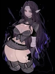 1girls 2026 bare_thighs big_breasts big_thighs black_background black_hair breasts clothed clothing color colored digital_media_(artwork) elf_ears emotionless female female_only hair hi_res huge_thighs legs long_hair looking_away mouth_closed oc original original_character simple_background small_waist solo thick_thighs thighs usa37107692 waist