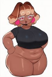 1girls ai_assisted ai_generated belly chocolate_bonbon_cookie cookie_run cookie_run_ovenbreak female female_only hands_on_hips huge_ass huge_breasts milf shortstack tagme thick_ass thick_thighs tight_clothing