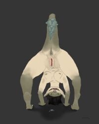 4:5 all_fours anus bent_over bodily_fluids breasts colored deadlock digital_media_(artwork) dripping female gargoyle genital_fluids genitals hair humanoid imhere ivy_(deadlock) looking_at_viewer nipples nude piercing presenting rear_view short_hair small_breasts smile solo solo_focus tail valve vulva
