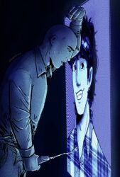 1boy bald big_picture big_screen blue_and_white clark_kent clothed cock_out cock_out_of_pants cum_on_picture cum_on_screen cum_tribute cumming_on_picture cumming_on_screen dick_out dick_out_of_pants gay lex_luthor male male_only obsessed obsessed_male obsession pants_unbuttoned penis penis_out penis_out_of_pants screen smallville smiling smolvilleclex solo solo_male tagme unbuttoned_pants yaoi