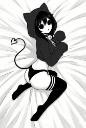 1girls ai_generated clothed kneeling looking_at_viewer minxzaikuu roblox sheets showing_ass white_skin