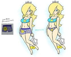 alternate_outfit blonde_hair boxers boxers_(clothing) bra looking_at_viewer luma mario_(series) panties princess_rosalina print_panties solo star_bunny stuffed_animal super_mario_galaxy tsumibro